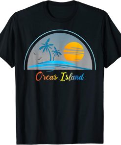 Orca Island WA Washington Souvenir Palm Tree Surfer Graphic T-Shirt