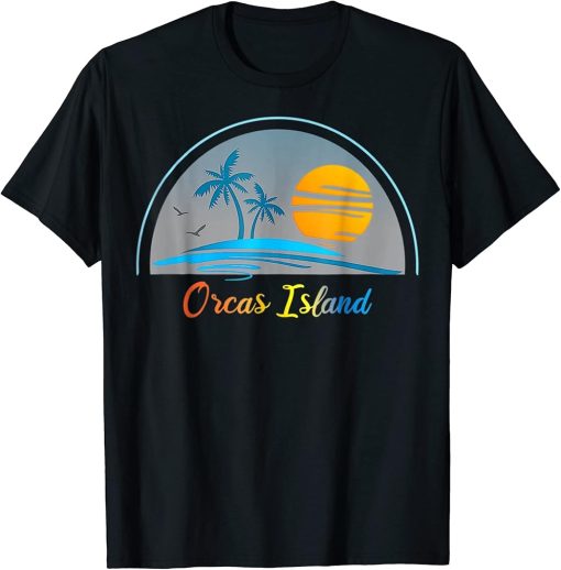 Orca Island WA Washington Souvenir Palm Tree Surfer Graphic T-Shirt