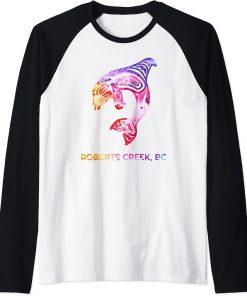 Tribal Roberts Creek OR Orca Killer Whale Native American Raglan Baseball Tee