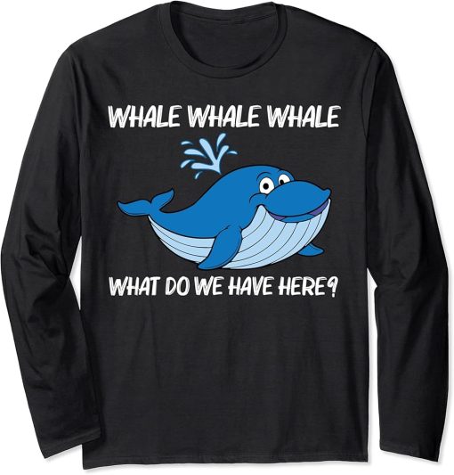 Funny Whale Art For Men Women Orca Narwhal Blue Whales Long Sleeve T-Shirt