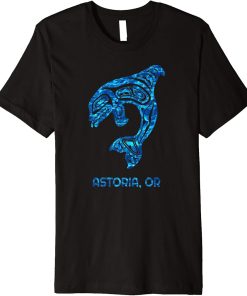 Blue Astoria Oregon Native American Indian Ocean Orca Whale Premium T-Shirt