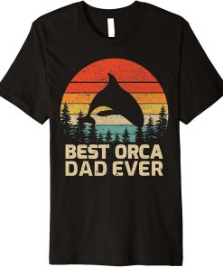 Mens Retro Vintage Best Orca Dad Ever Father"s Day Premium T-Shirt